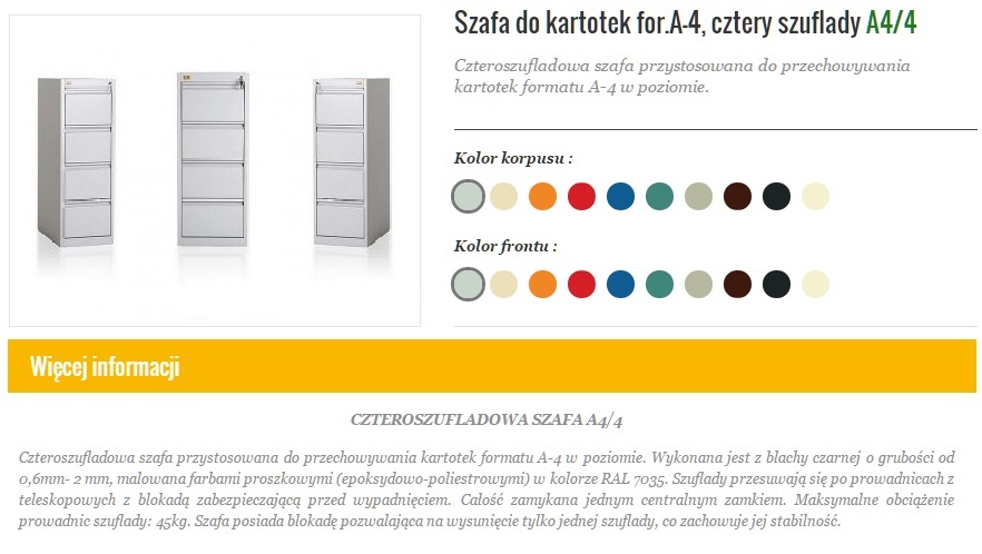Szafy kartotekowe- dokumenty A4