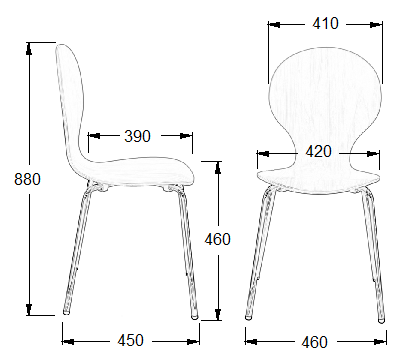 krzesło sklejkowe ST-122 - wymiary